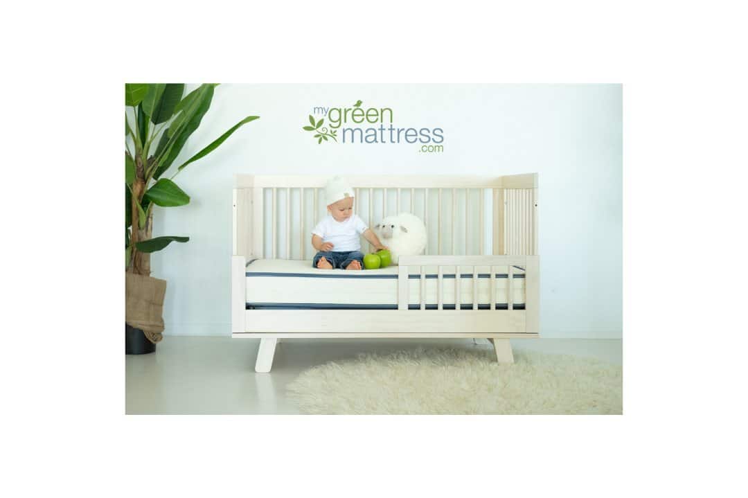 My green sale mattress crib